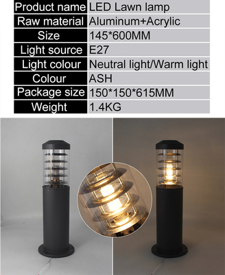 Backyard LED Lawn Lights E27 220V 145x600MM Hotel Villa Landscape