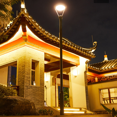 20w 30W LED Solar Panel Garden Pole Lights สำหรับนอกโรงเก็บของ
